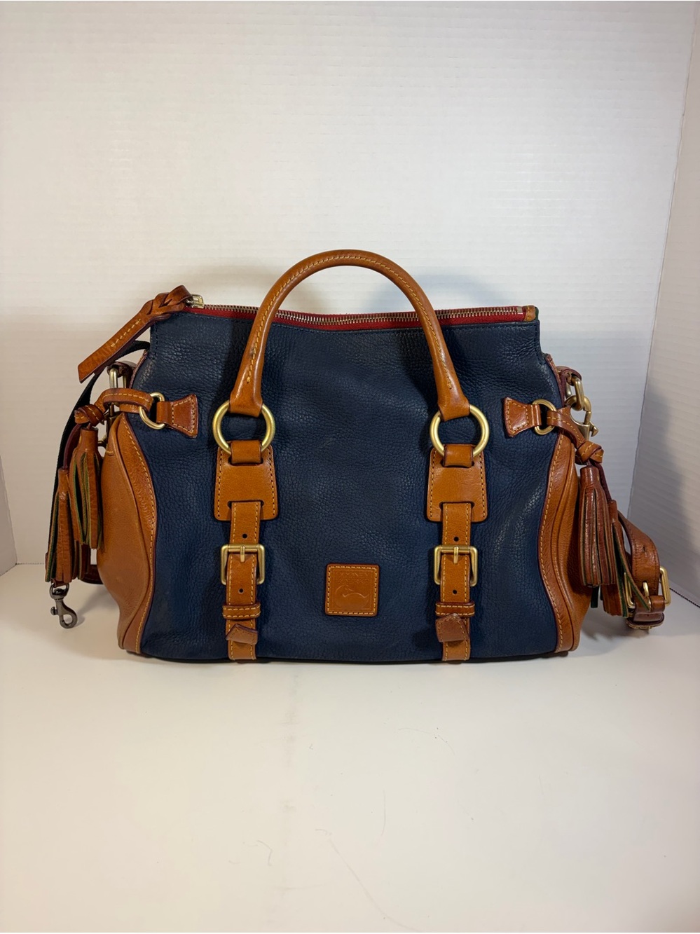 Dooney and Bourke Pebble Grain Leather Satchel Double Tassels